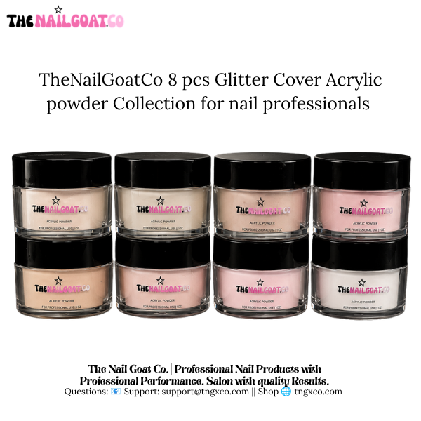 8-Piece Glitter Cover Acrylic Powder Collection for Nail Professionals
