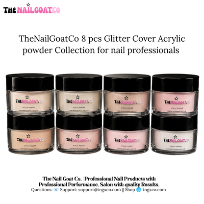 8-Piece Glitter Cover Acrylic Powder Collection for Nail Professionals