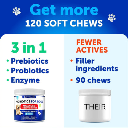 Probiotics for Dogs 240 Count 2-Pack Digestive Enzymes & Prebiotics Gut Health