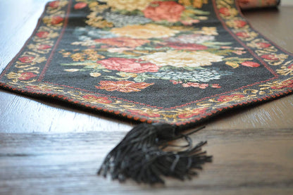 Tache Country Rustic Floral Midnight Awakening Table Runner (3089BL)
