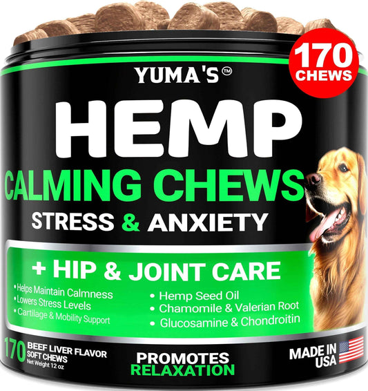 Hemp Calming Chews for Dogs 170 Count Anxiety Relief Beef Flavor
