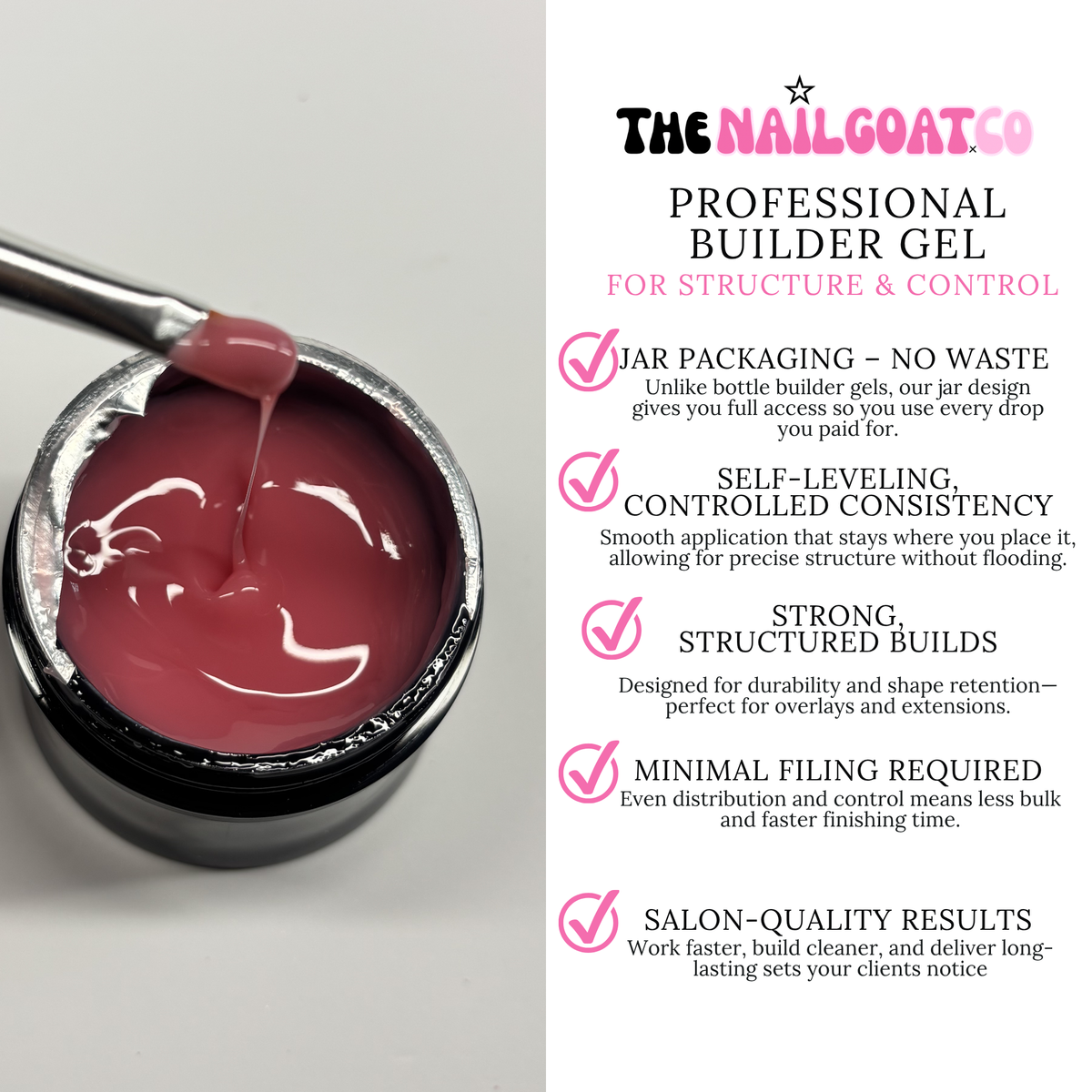TheNailGoatCo 50g TPO & Hema-free Builder Gel For Nail Professionals