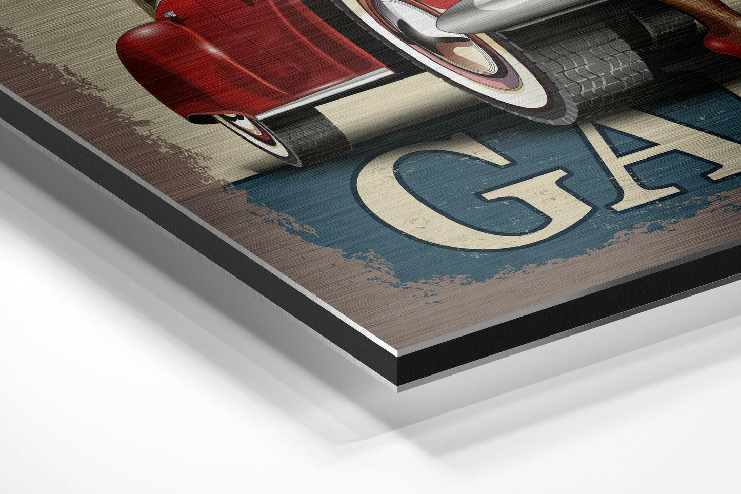Vintage Garage Brushed Aluminium Dibond Wall Art