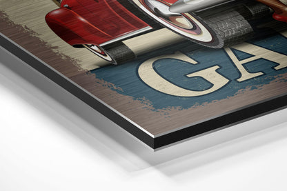 Vintage Garage Brushed Aluminium Dibond Wall Art