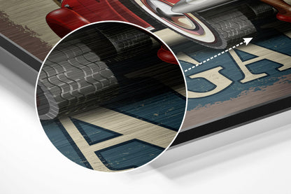 Vintage Garage Brushed Aluminium Dibond Wall Art