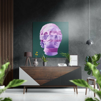 Pink Gradient Statue Head Brushed Aluminium Dibond Wall Art