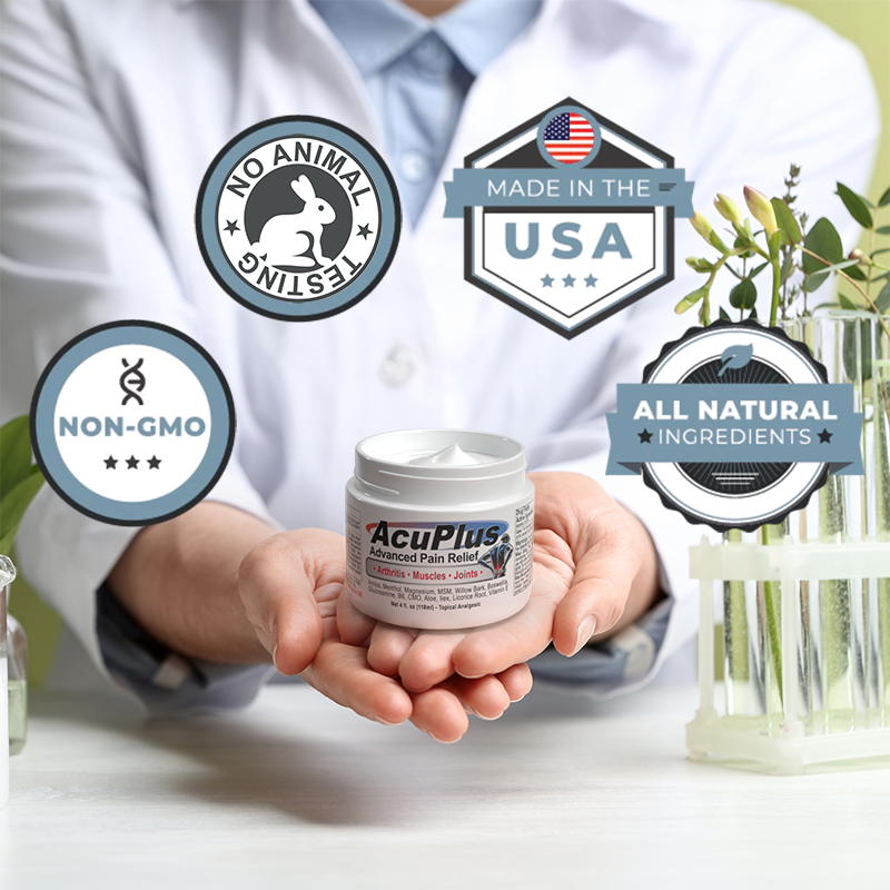 AcuPlus 4 oz Pain Relief Cream 3 Pack – Menthol Topical Analgesic for Muscle and Joint Aches. Best Value Set