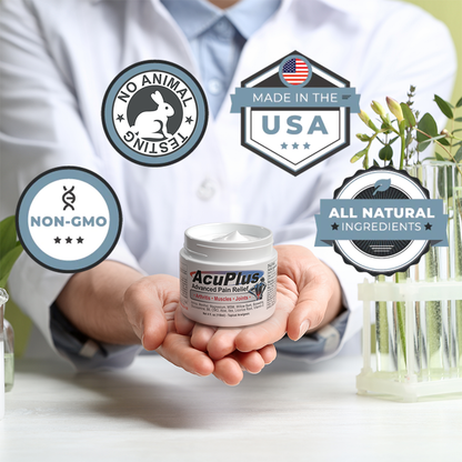 AcuPlus 4 oz Pain Relief Cream 3 Pack – Menthol Topical Analgesic for Muscle and Joint Aches. Best Value Set