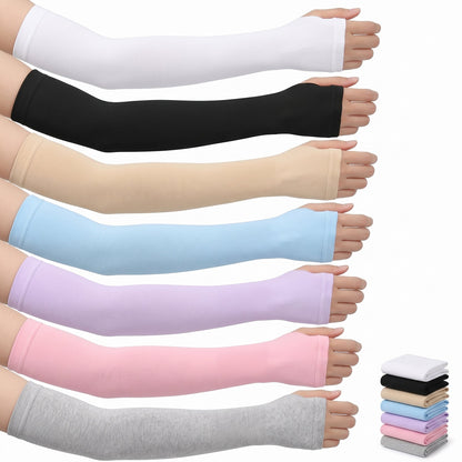 Stretch Arm Sleeves with Thumbholes, 7-Pair Color Set