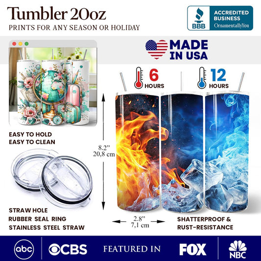 Pink and Teal Wanderlust Girl 20oz Personalized Tumbler With Lid and Stainless Steel Straw, Floral Traveler Adventurer Gift Cup - Shaketea