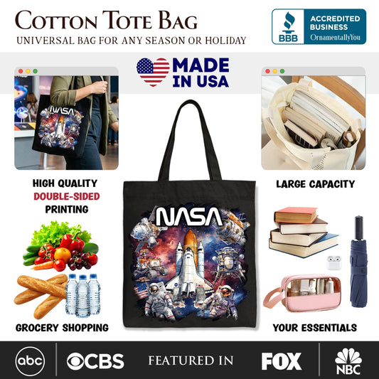 Artistic NASA Handcrafted Tote Bag, Astronaut in Outer Space with the Planets Gift Shopper - Shaketea