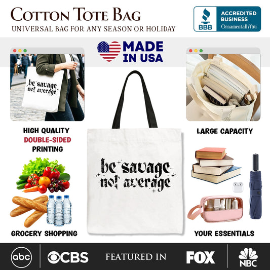 Be Savage Not Average Tote Bag, Grunge Snarky Self Love Gift Shopper - Shaketea