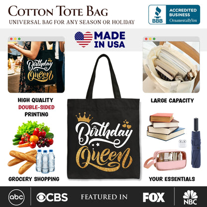 Birthday Queen Tote Bag, Glam Party Tote Bag for Stylish Women - Shaketea