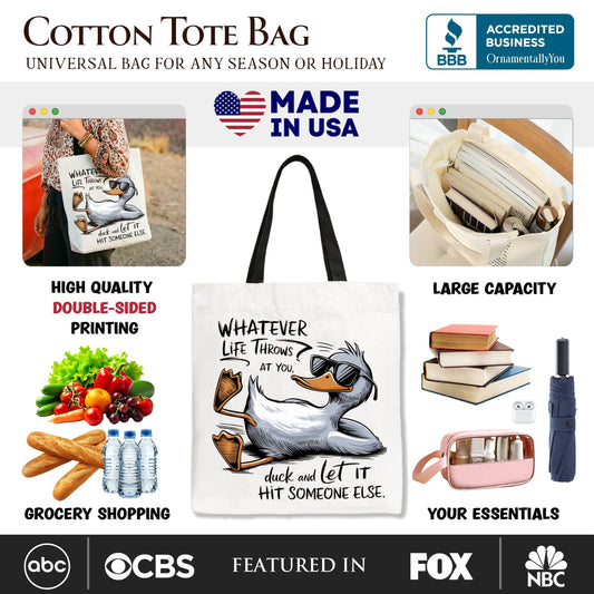 Chill Duck Life Quote Tote Bag, Sarcastic Gift Shopper for Cool People - Shaketea