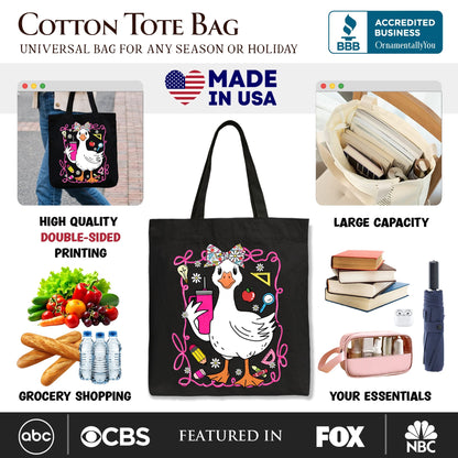 Coquette Teacher Goose Tote Bag, Funny Classroom Gift Shopper for Educators - Shaketea
