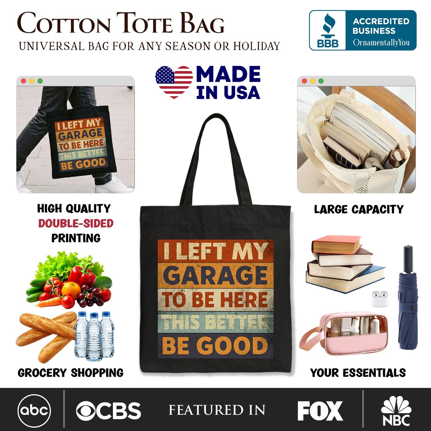 I Left My Garage to Be Here Tote Bag, Retro Gift Shopper for Funny Car Dads - Shaketea