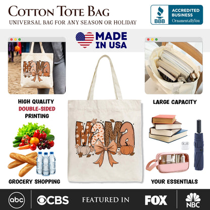 Mama Coquette Autumn Tote Bag, Cozy Fall Pumpkins for Mothers - Shaketea