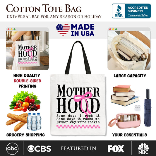 Motherhood Coquette Pink Bow Tote Bag, Retro Checkered Gift Shopper - Shaketea