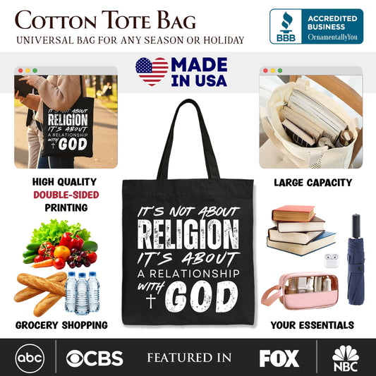 Relationship With God Tote Bag, Christian Statement Faith Gift Shopper - Shaketea