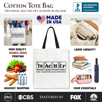 Teacher The Inspirational Element Tote Bag, Periodic Table Appreciation Gift Shopper - Shaketea