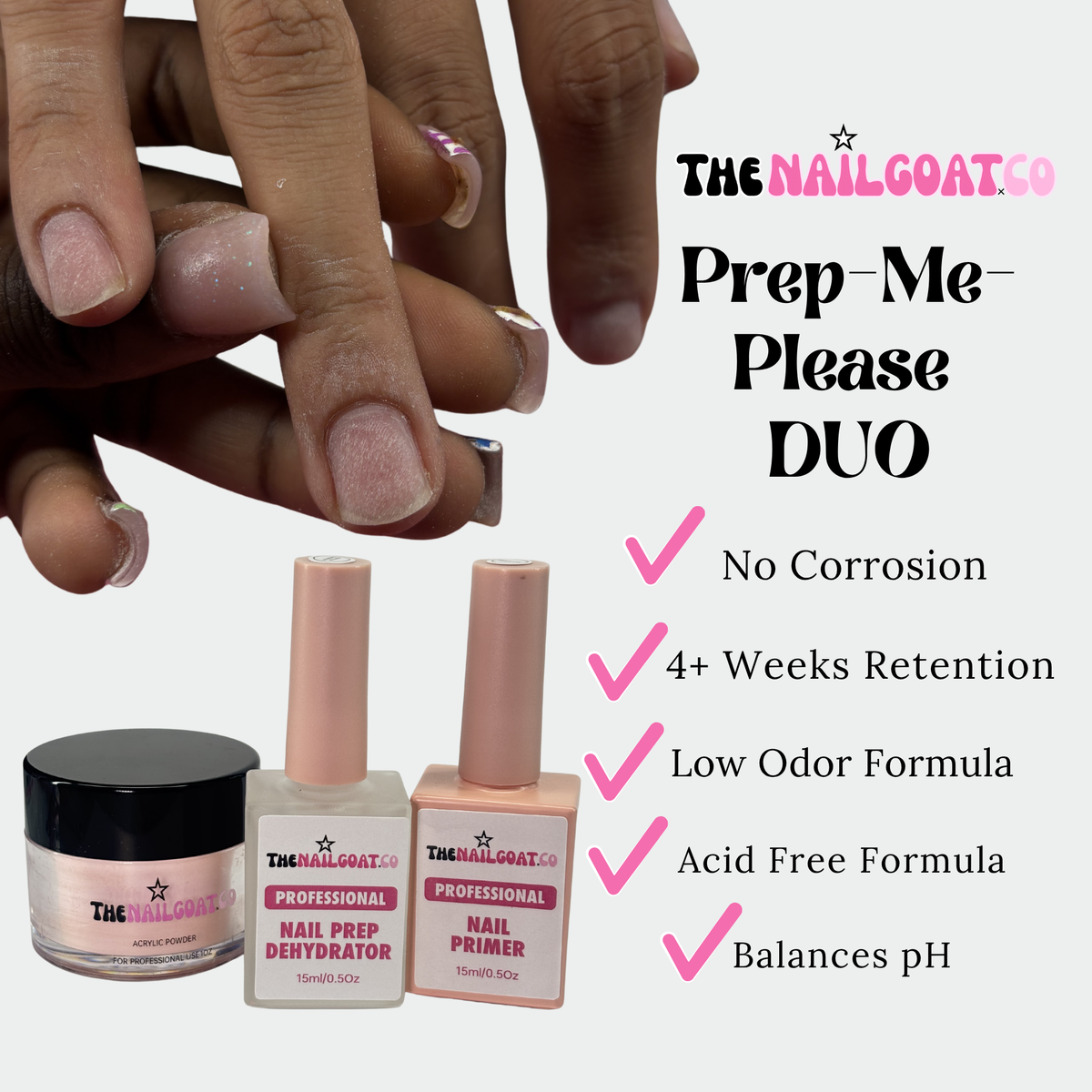 Acid-Free Nail Prep Duo – Primer & Dehydrator for Nail Enhancements