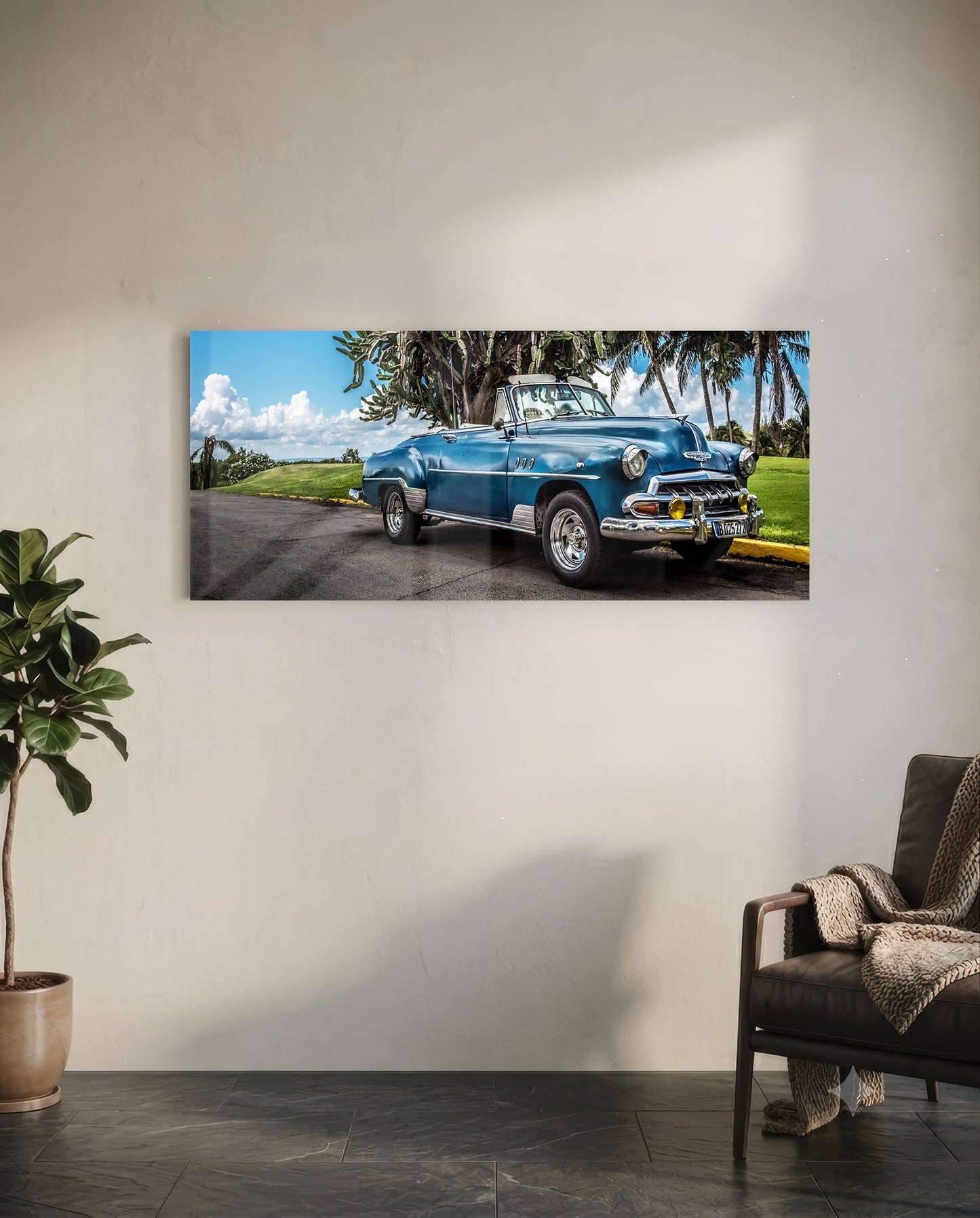 Classic Car Glass Wall Art (36"x14")