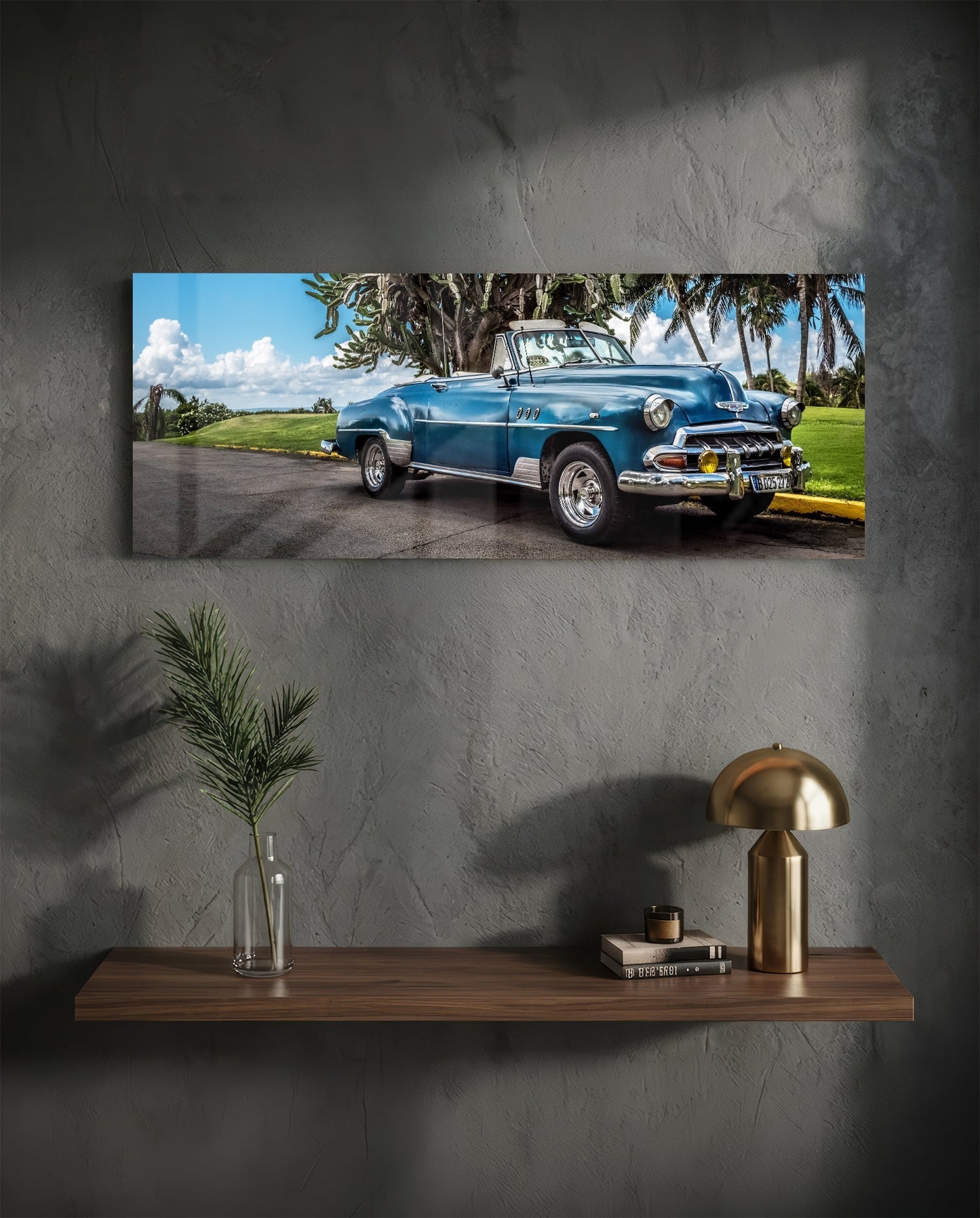 Classic Car Glass Wall Art (36"x14")