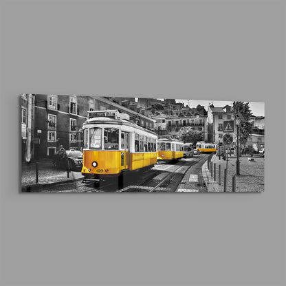 Lisbon Tram Glass Wall Art (36"x14")