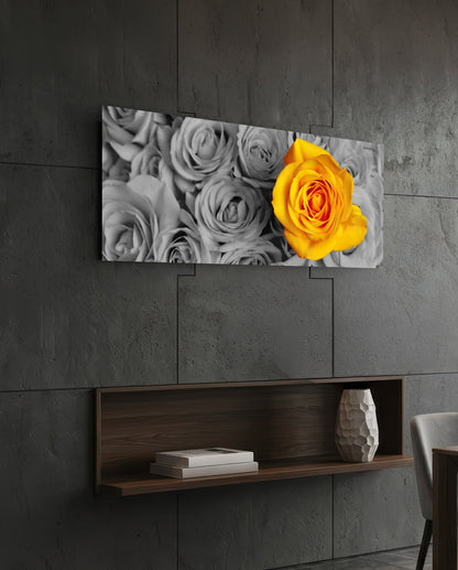 Yellow Rose Glass Wall Art (36"x14")