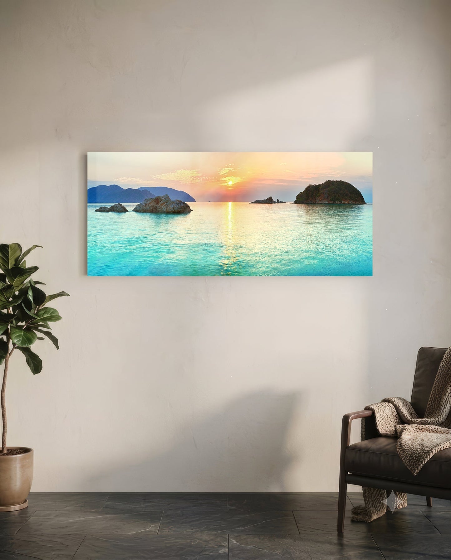 Turquoise Bay Islets Sea Glass Wall Art