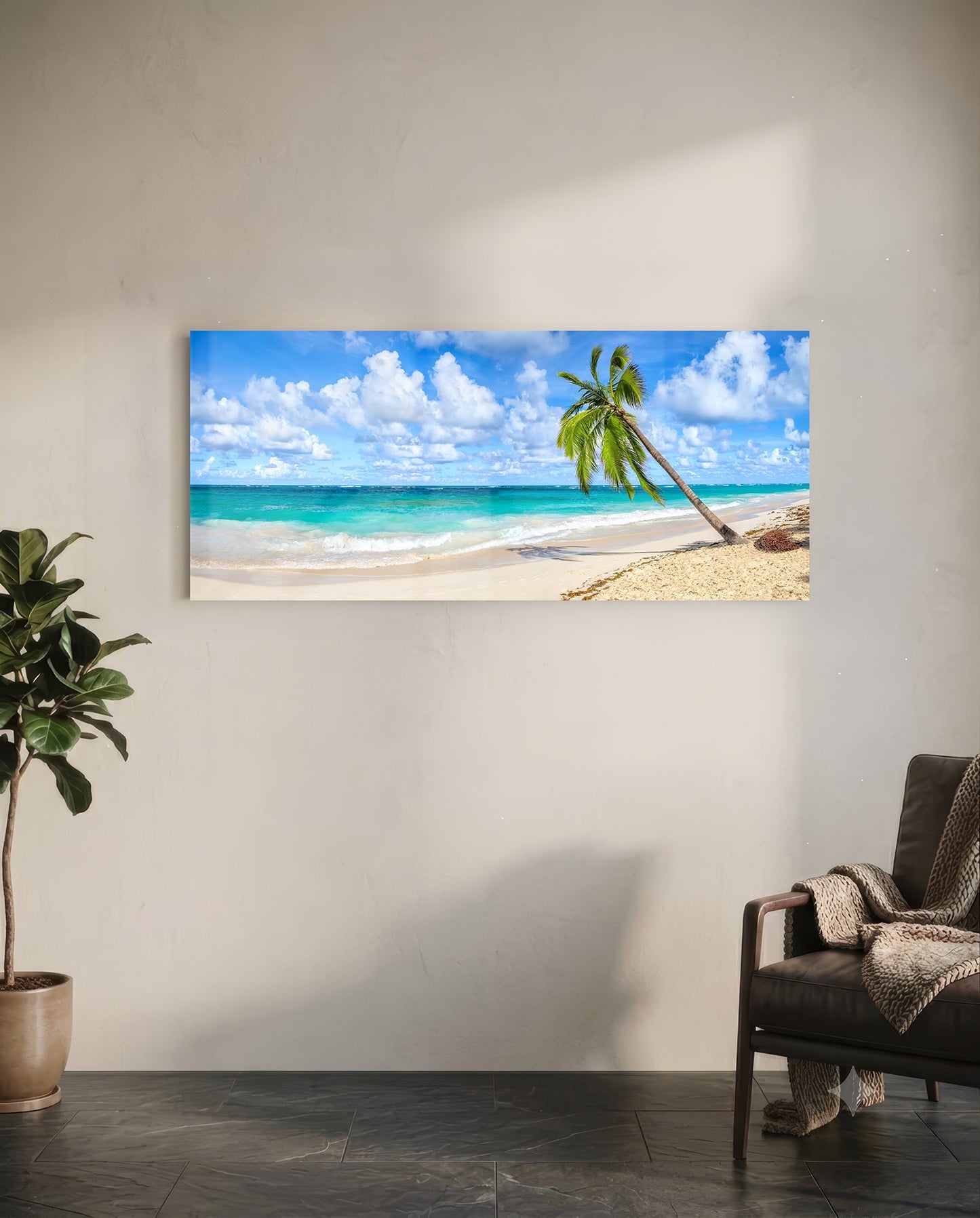 Palm Tree Glass Wall Art (36"x14")