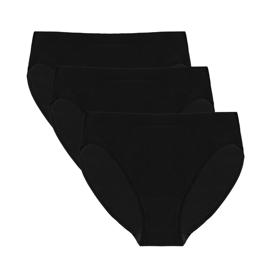 Women's Bamboo/Cotton High Leg Brief Style Underwear Black Color - 3-pack - Shaketea