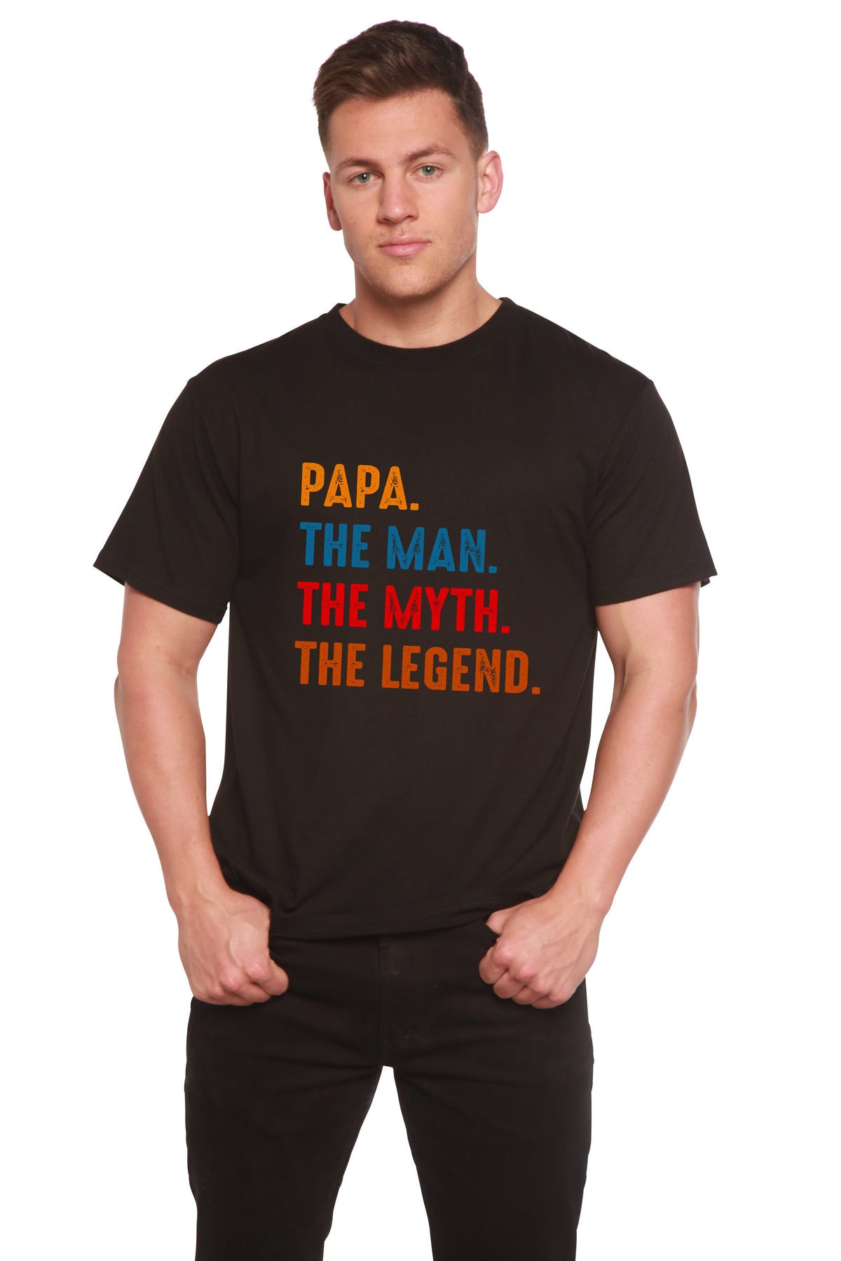 Papa, the Man, the Myth, the Legend Men's Bamboo Viscose/Organic Cotton Short Sleeve Graphic T-Shirt - Shaketea