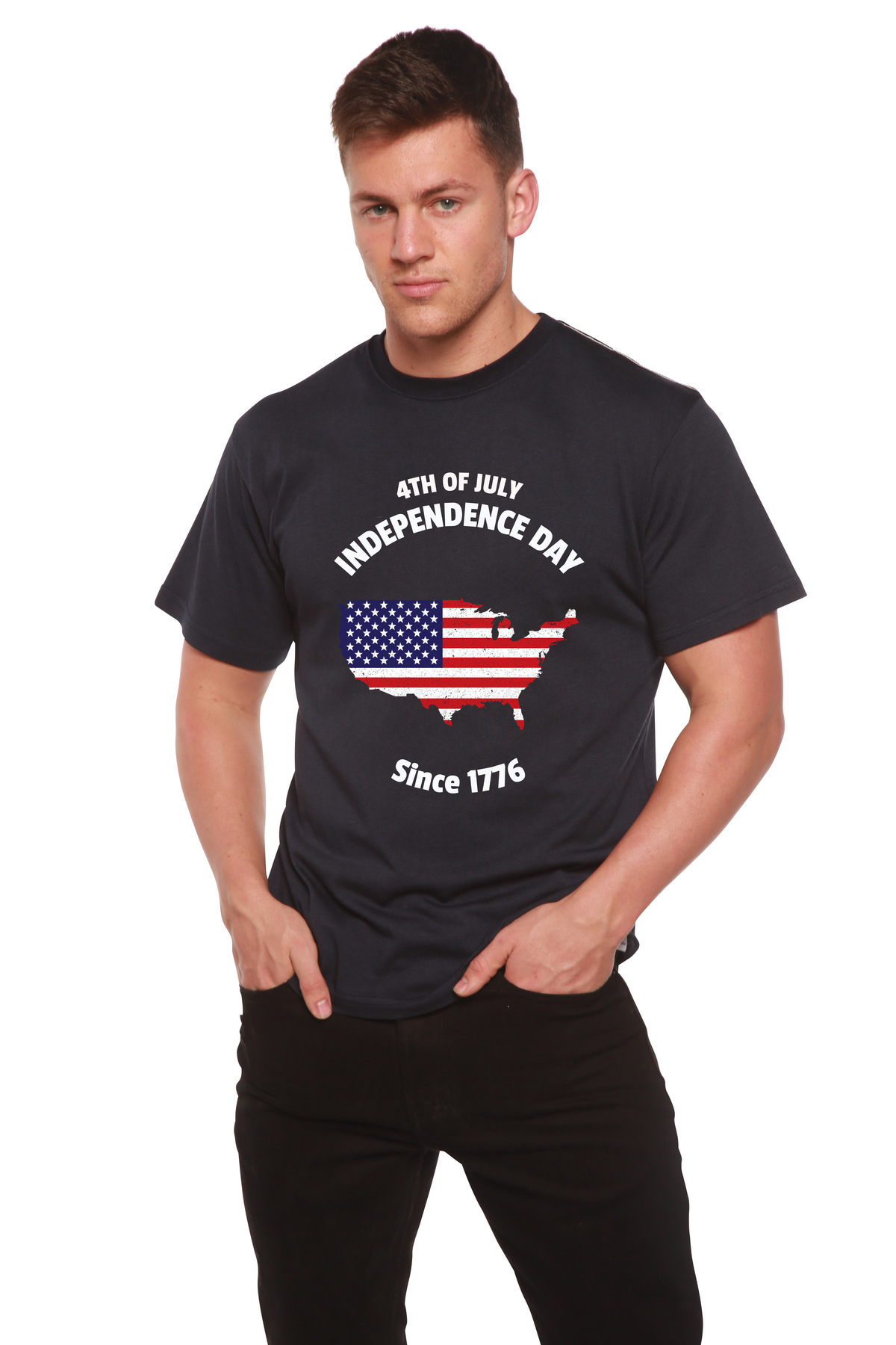 4th of July Men's Bamboo Viscose/Organic Cotton Short Sleeve Graphic T-Shirt - Shaketea
