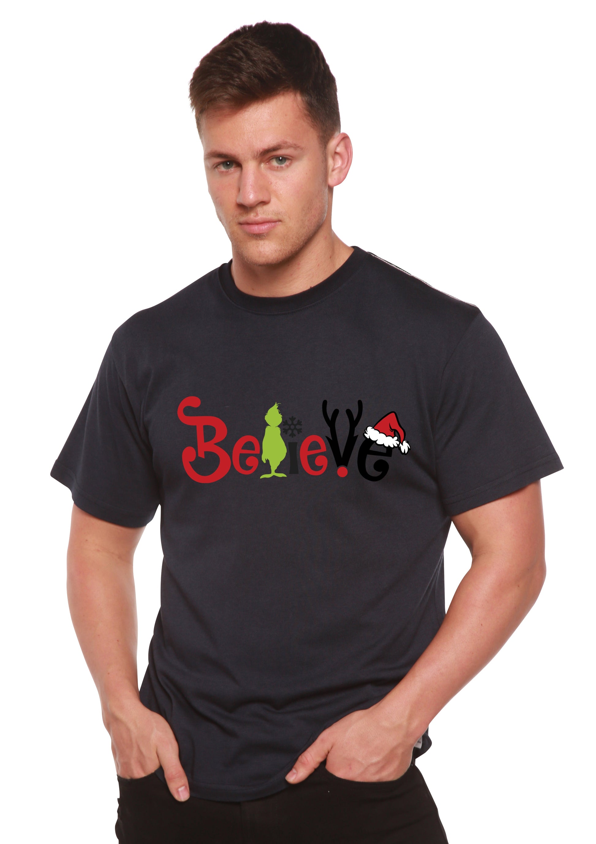Believe Christmas Printed Men's Bamboo T-Shirt - Shaketea