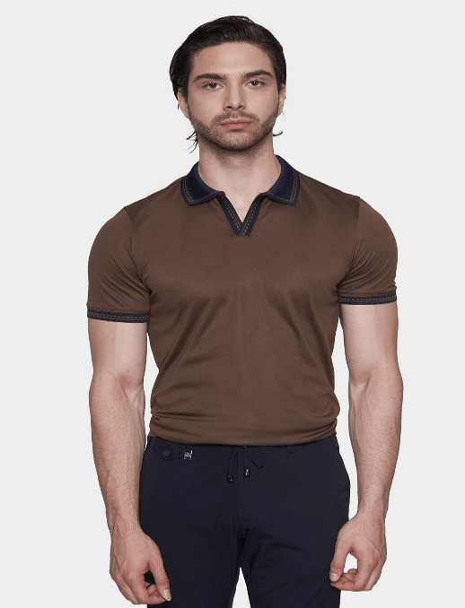 TheMercerized Cotton Open Polo (Chocolate) - Shaketea