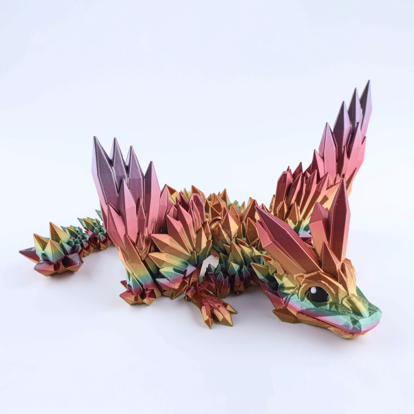 3D Printed Crystal Wing Baby Dragon Fidget Toy – Articulated Fantasy Desk Toy Gift