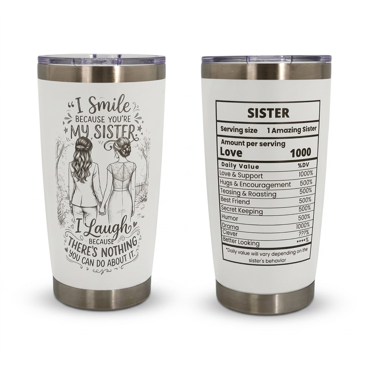 Unique Sister Gift 20oz Insulated Stainless Steel Travel Tumbler