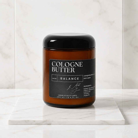 BALANCE – Luxury Fragrance Body Butter | Coffee, Dark Chocolate & Sandalwood Cologne Scent Moisturizing Skin Butter | Cologne Butter