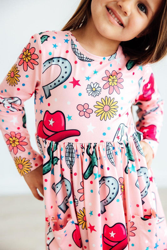 Boots & Bling L/S Pocket Twirl Dress - Shaketea