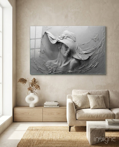 Relief Woman Glass Wall Art