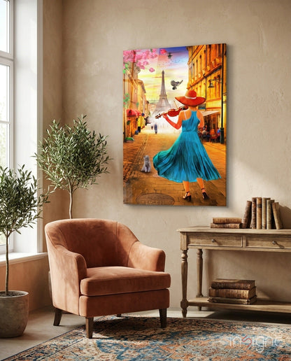 Eiffel and Music Glass Wall Art