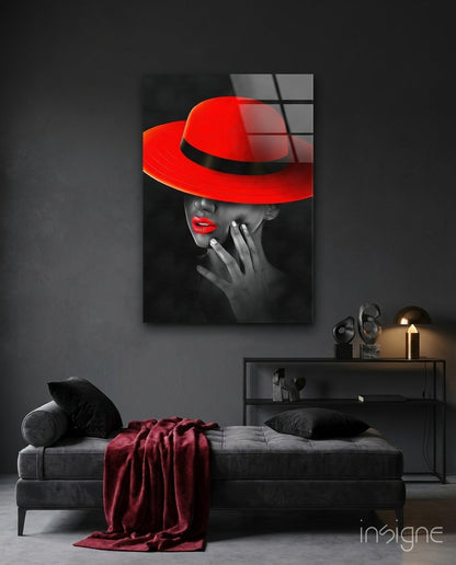 Scarlet Hat Glass Wall Art
