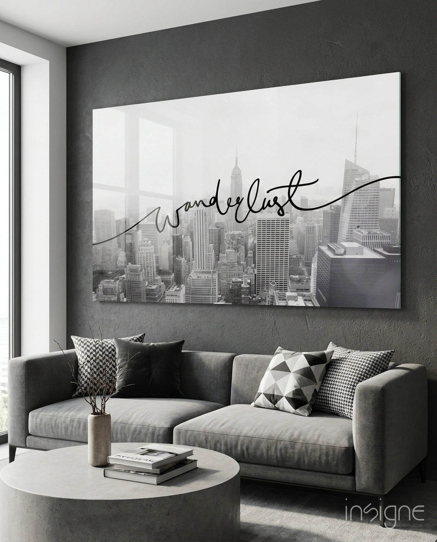 Black And White Skyline Wanderlust Glass Wall Art