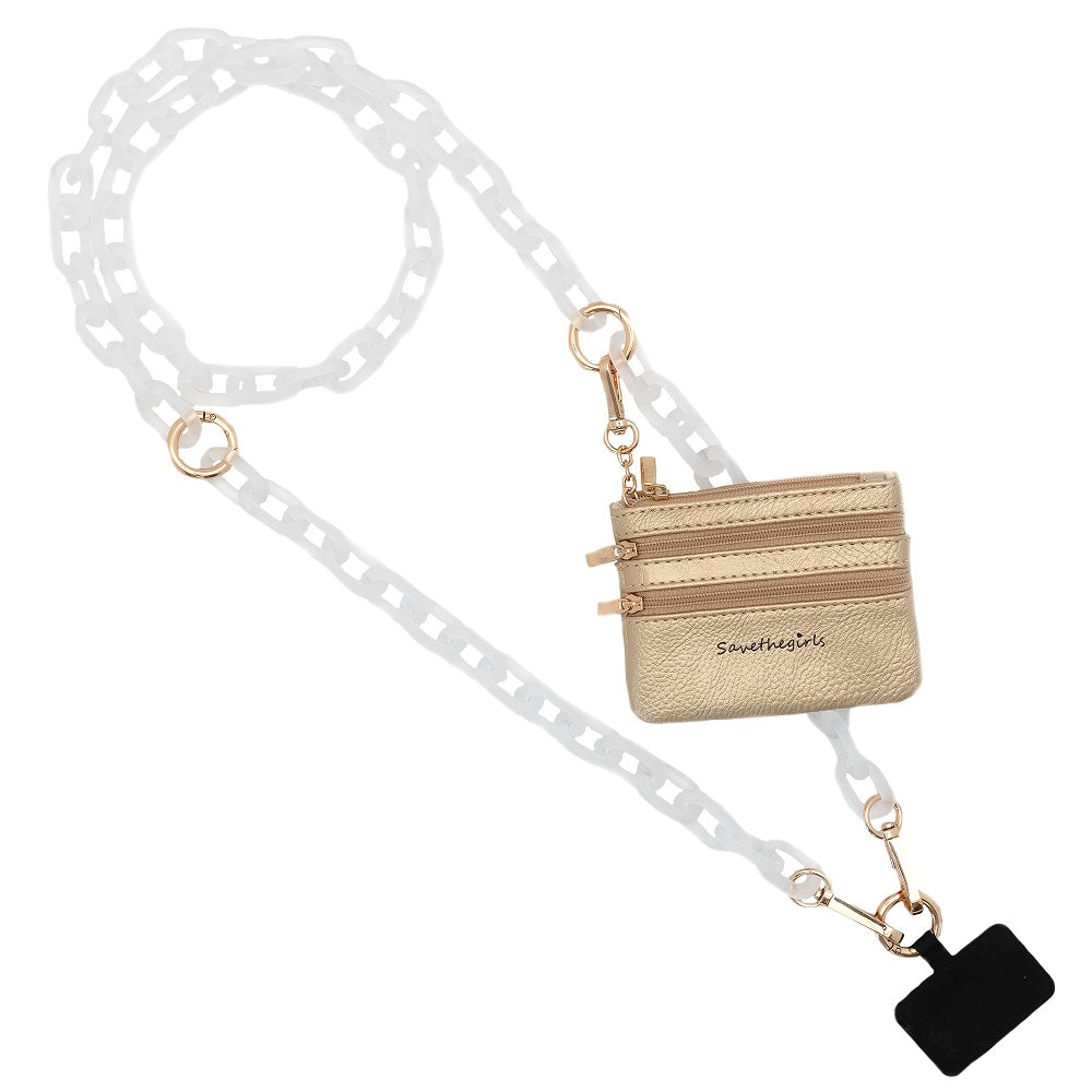 Clip And Go Ice Chain Phone Strap Crossbody Detachable Wallet Pouch