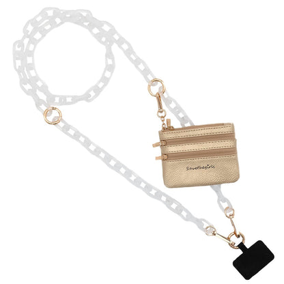 Clip And Go Ice Chain Phone Strap Crossbody Detachable Wallet Pouch