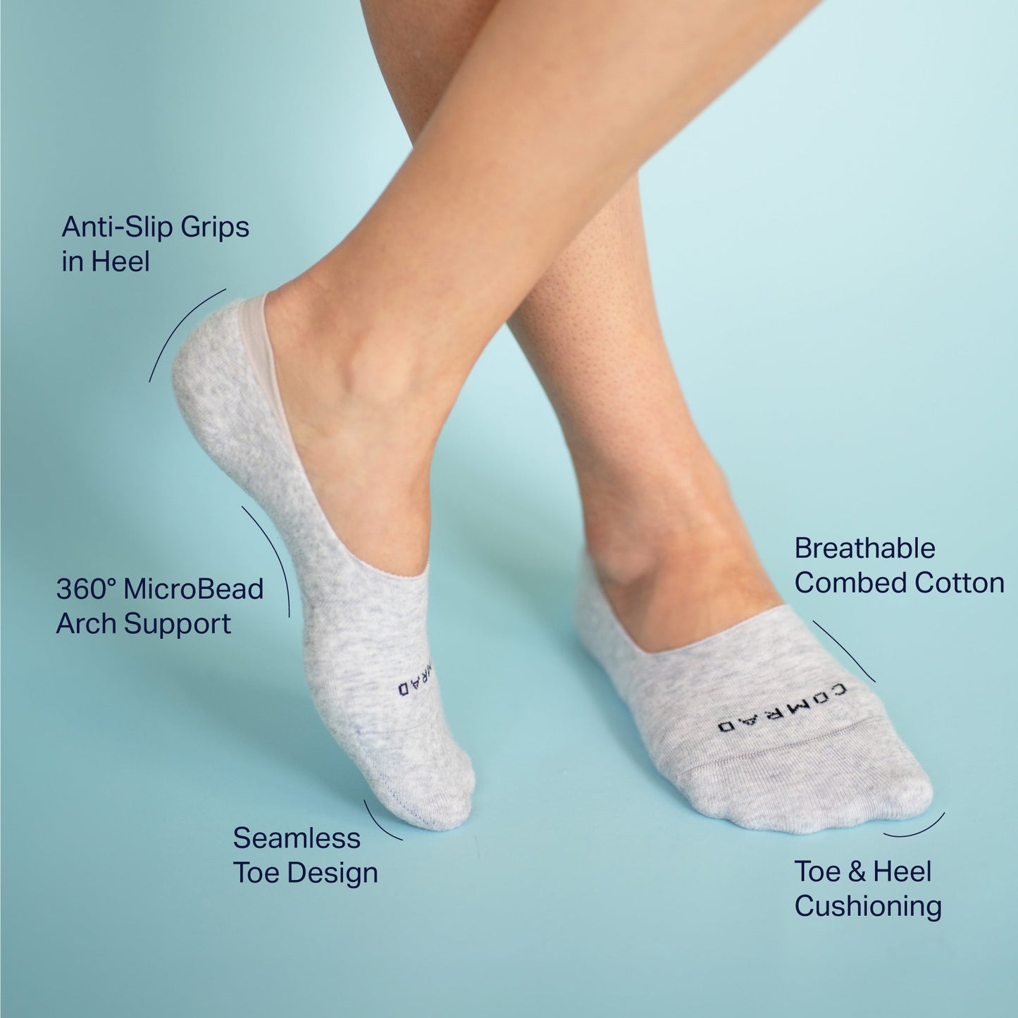 Combed Cotton No Show Socks - 3 Pack - Shaketea