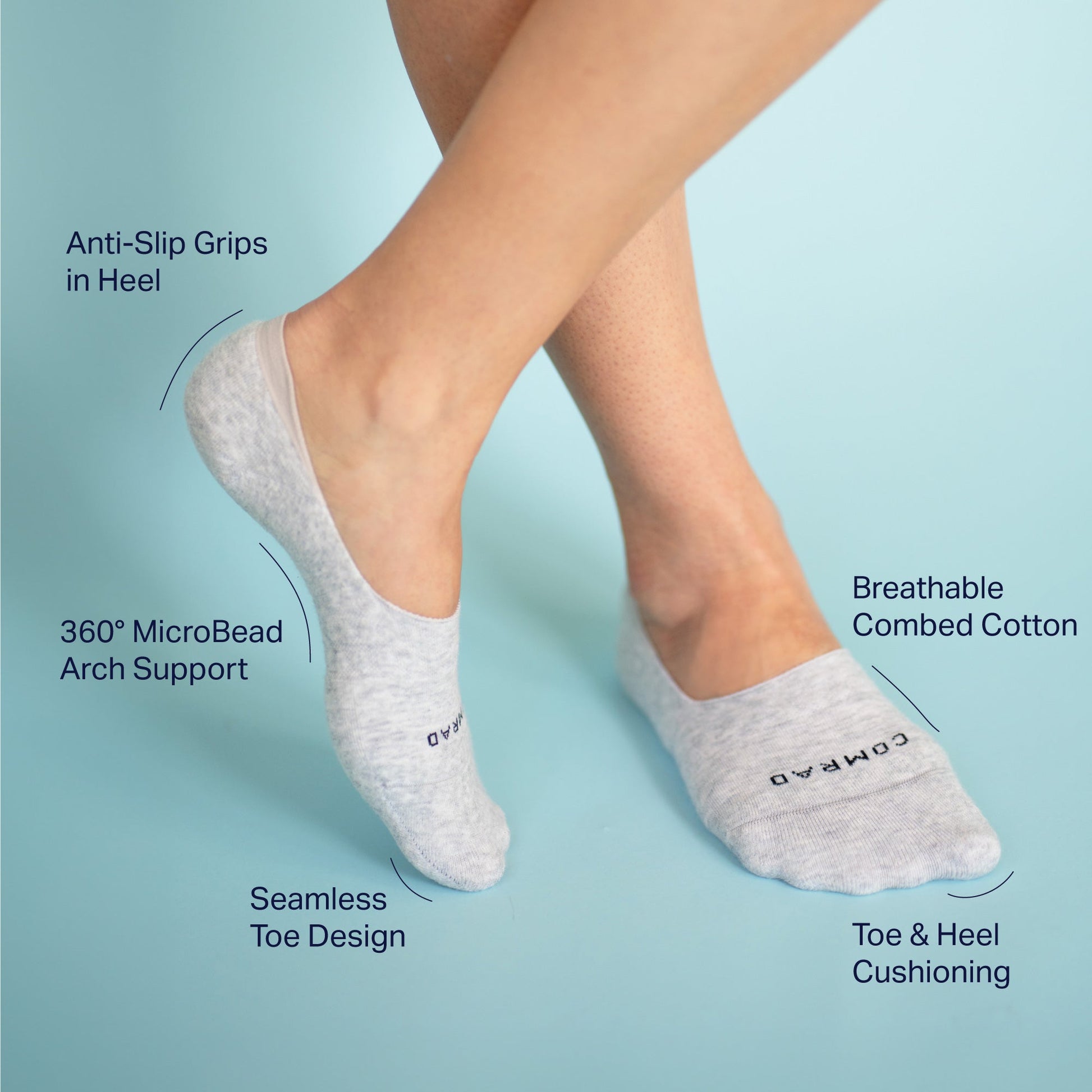 Combed Cotton No Show Socks - 3 Pack - Shaketea