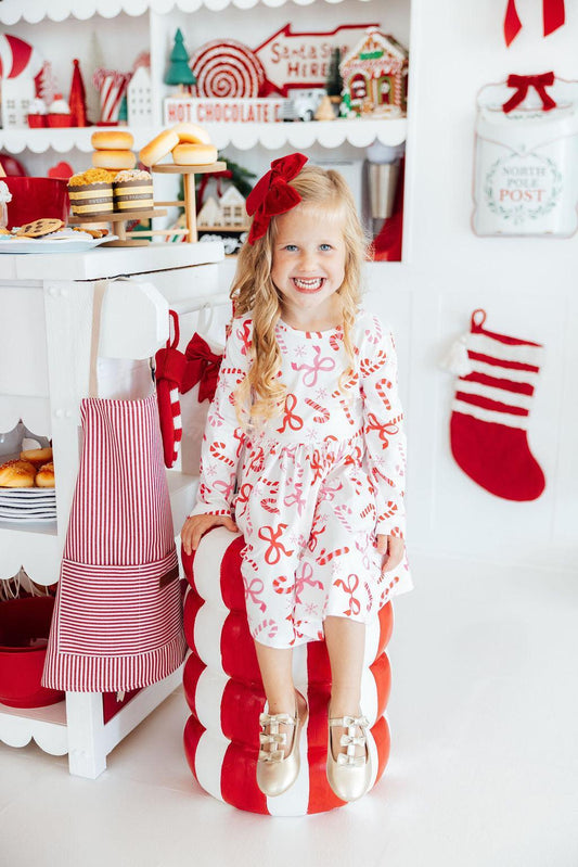 Candy Cane Lane L/S Pocket Twirl Dress - Shaketea