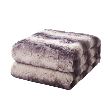 Tache Luxury Black Striped Faux Fur Throw Blanket (DY06)